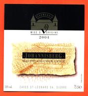 étiquette De Vin Suisse Johannisberg 2004 Beaumanoir Caves Saint Léonard à Sierre - 75 Cl - Vin De Pays D'Oc