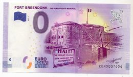 2017-1 BILLET TOURISTIQUE BELGIQUE 0 EURO N°ZENS007358 FORT BREENDONK The Human Rights Memorial - Prove Private