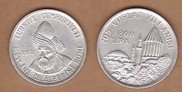 AC - 705th DEATH ANNIVERSARY OF MEVLANA JALAL AD-DIN MUHAMMAD RUMI COMMEMORATIVE SILVER COIN 1978 TURKEY - Turkey