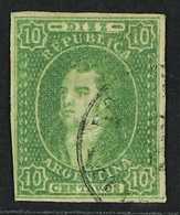 1864-67 5c Green Rivadavia Wmk'd Imperf (Scott 9, SG 14), Fine Cds Used, Almost Four Margins Just Touching The Outer Fra - Autres & Non Classés