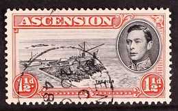 1944 1½d Black And Vermilion Perf. 13, With DAVIT FLAW, SG 40ba, Fine Cds Used. For More Images, Please Visit Http://www - Ascension (Ile De L')