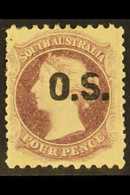 SOUTH AUSTRALIA OFFICIAL 1876-85 4d Deep Mauve "O.S." Overprint Perf 10x11½-12½, SG O17, Fine Mint, Showing Broken Top O - Other & Unclassified
