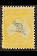 1913 5s Grey And Yellow, Wmk Wide Crown, Kangaroo, SG 13, Very Fine Mint. For More Images, Please Visit Http://www.sanda - Autres & Non Classés