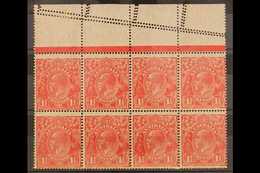 1926-30 DRAMATIC MIS-PERFORATED 1½d Scarlet Perf 14, SG 86, Upper Marginal Block Of Eight Showing In The Margin Two Furt - Autres & Non Classés
