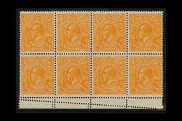 1928 ½d Orange - Perf 13½ X 12½, SG 94, Brusden White 69(9) Marginal Block Of 8 Showing Double Perforation In Margin & R - Other & Unclassified