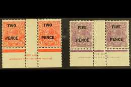 1930 Surcharges Set (SG 119/20) Each As A John Ash Imprint Gutter Pair, Fresh Never Hinged Mint (2 Imprint Pairs) For Mo - Other & Unclassified