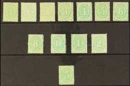 POSTAGE DUES 1902 - 04 ½d To 5s Emerald Green (Filled Space At Foot), Set Complete, SG D13/33, Various Perfs. (12 Stamps - Andere & Zonder Classificatie