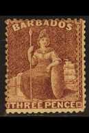 1873 3d Brown-purple Britannia, SG 63, Fresh Unused Without Gum. For More Images, Please Visit Http://www.sandafayre.com - Barbados (...-1966)