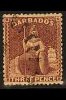 1873 3d Brown-purple Britannia, SG 63, Good Colour And Neat Boot-heel Cancel. For More Images, Please Visit Http://www.s - Barbados (...-1966)