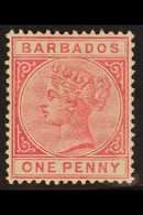 1882-86 1d Rose Queen, SG 91, Fine Mint. For More Images, Please Visit Http://www.sandafayre.com/itemdetails.aspx?s=6465 - Barbados (...-1966)