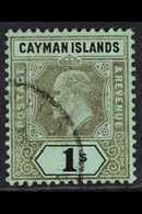 1908 1s Black/green. CA Wmk, SG 33, Very Fine Used. For More Images, Please Visit Http://www.sandafayre.com/itemdetails. - Cayman Islands