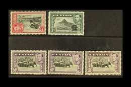 1938-49 Scarce Perfs, With 2c SG 386a, 3c SG 387c, 50c SG 394, 394a And 394c, Lightly Hinged Mint, Cat £990. (5 Stamps)  - Ceylan (...-1947)