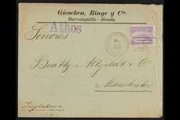 1902 S.S. "ATHOS" SHIP COVER. 1902 (Oct) Cover Addressed To Manchester, England, Bearing 20c Stamp Tied By "Barranquilla - Colombie