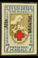 1923 5m+7m Brown & Blue Red Cross "Aita Hadalist" Overprinted Imperf, Mi 47B, 4 Wide Margins, Very Fine Mint For More Im - Estonie