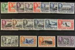 1938-50 KGVI Definitives Complete Set, SG 146/63, Never Hinged Mint. Fresh And Attractive! (18 Stamps) For More Images,  - Falklandeilanden
