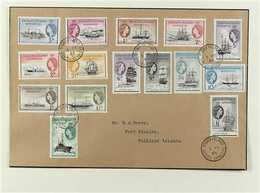1954 SHIPS - RARE GROUP OF FIRST DAY COVERS. A Set Of Five FDC's Each Bearing The Complete 1954 Ship Definitive Set Canc - Falklandeilanden