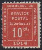 WAR STAMP 1914 10c Vermilion Inscribed "Chambre De Commerce De Valenciennes," Yvert 1, Very Fine Mint. For More Images,  - Autres & Non Classés