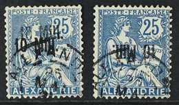 ALEXANDRIA 1921 10m On 25c Blue SURCHARGE DOUBLE And 10m On 25c Blue SURCHARGE INVERTED Varieties (Yvert 42a/b, SG 44a/b - Autres & Non Classés