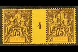 GABON 1904-07 75c Brown On Orange Tablet (Yvert 29, SG 2, Maury 27), Very Fine Mint Horizontal '4' MILLESIME PAIR, Very  - Andere & Zonder Classificatie