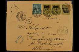 MARTINIQUE 1887 Registered Cover To Germany Franked General Colonies 5c Green, 1887 15c On 20c (Yv 2) Pair, And 15c On 2 - Andere & Zonder Classificatie