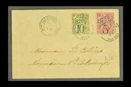 NEW CALEDONIA 1893 (5 Jan) Neat Local Cover Bearing Blue Surcharge 5c On 75c And 10c On 1f (Yvert 38 & 40) Tied By Noume - Andere & Zonder Classificatie