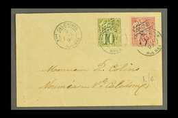 NEW CALEDONIA 1893 (5 Jan) Neat Local Cover Bearing Blue Surcharge 5c On 75c And 10c On 1f (Yvert 38 & 40) Tied By Noume - Altri & Non Classificati