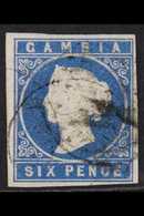 1869-72 6d Blue, No Wmk, Imperf, SG 3a, 4 Clear Margins, Fine Used For More Images, Please Visit Http://www.sandafayre.c - Gambie (...-1964)