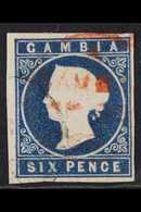 1869-72 6d Deep Blue, No Wmk, Imperf, SG 3, 4 Clear Margins, Fine Used For More Images, Please Visit Http://www.sandafay - Gambie (...-1964)