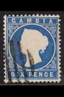 1880-81 6d Blue, CC Wmk Upright, Variety "SLOPING LABEL" SG 18Bc, Fine Used. For More Images, Please Visit Http://www.sa - Gambia (...-1964)