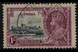 1935 SILVER JUBILEE VARIETY 1s Slate & Purple "EXTRA FLAGSTAFF" Variety, SG 146a, Fine Cds Used For More Images, Please  - Gambia (...-1964)