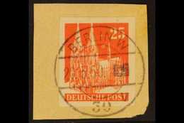 BIZONE 1948-52 25pf Vermilion Buildings IMPERF Variety, Michel 87 IV W U, Superb Used On Piece Tied By Complete Fully Da - Other & Unclassified