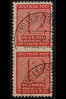 RUSSIAN ZONE WEST SAXONY 1945 ROSSWEIN 12pf Carmine Local Postmaster Perf 11¼-11½ Vertical PAIR IMPERF BETWEEN Variety,  - Other & Unclassified