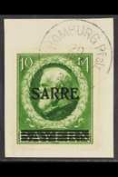 1920 10m Green Stamp Of Bavaria With "SAARE" Overprint (Michel 31, SG 31), Very Fine Used On Piece Tied By Full "Homburg - Other & Unclassified