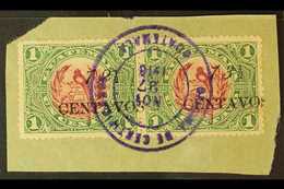 1916 12½ On 1c Claret & Green "13½" FOR "12½" Variety In Horizontal SE-TENANT PAIR With Normal Stamp, SG 153+153d, Very  - Guatemala