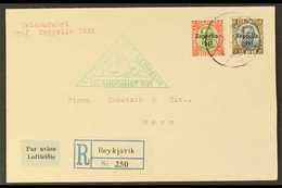 1931 30a And 2kr "Zeppelin" Overprints, Fac. 162, 164, On Registered Cover To Switzerland Tied By Reykjavik Cds With Gre - Otros & Sin Clasificación