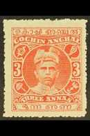 COCHIN 1911 3a Vermilion, Rama Varma I, SG 33, Very Fine Mint. For More Images, Please Visit Http://www.sandafayre.com/i - Autres & Non Classés