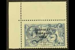 1922-23 10s Dull Grey-blue Seahorses With "Saorstat" Overprint (SG 66) With MAJOR RE-ENTRY (position R. 1/1) Variety, Hi - Other & Unclassified