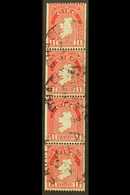 1946 COIL STAMPS 1d Carmine Perf 15 X Imperf, Watermark Upright SG 112c, Fine Cds Strip Of Four, Well Centered. For More - Autres & Non Classés