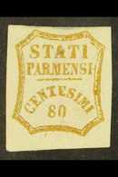 PARMA 1859 Provisional 80c Olive Bistre, Sass 18, Mint With Part Original Gum, Tiny Grease Thin Under "A" Of Stati At To - Unclassified