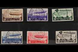 CYRENAICA 1933 AIR Graf Zeppelin Complete Set (Sass. S. 26, SG 102/07) Fine Cds Used. (6 Stamps) For More Images, Please - Autres & Non Classés