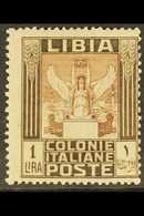 LIBYA 1921 1L Brown Pictorial Perf 14x13¼ (SG 31B, Sassone 30a), Fine Mint, Centred To Lower Right, Fresh. For More Imag - Altri & Non Classificati