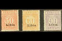 LIBYA SERVIZIO COMMISSIONI 1915 Overprints Complete Set, Sassone 1/3, Fine Mint. (3 Stamps) For More Images, Please Visi - Other & Unclassified