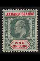 1902 VARIETY KEVII 1s Green And Carmine With The Dropped "R" In "LEEWARD" Variety, SG 26a, Imperceptibly Lightly Hinged  - Leeward  Islands