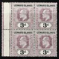 1905-08 3d Dull Purple And Black On Chalky Paper, SG 33a, Superb Never Hinged Mint Block Of Four With Gutter Margin At L - Leeward  Islands