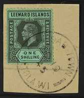 1931-32 1s Black On Emerald, Die 1, SG 87, On A Piece With Neat Road Town Tortola cds. For More Images, Please Visit Htt - Leeward  Islands