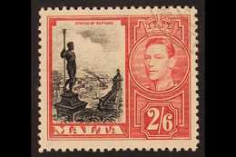 1938 2s 6d Black And Scarlet, Neptune, Variety "Damaged Value Tablet", SG 229a, Very Fine Used. RPS Cert. For More Image - Malte (...-1964)