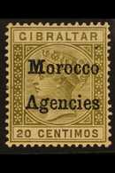 GIBRALTAR ISSUES OVERPRINTED 1898-1900 20c Olive-green And Brown With Inverted "V" For "A" Variety, SG 3a, Fine Mint. Fo - Autres & Non Classés