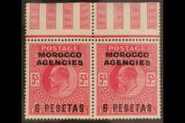 SPANISH CURRENCY 1907-12 6p On 5s Bright Carmine, Top Marginal Pair, SG 122, Very Fine Mint. For More Images, Please Vis - Autres & Non Classés