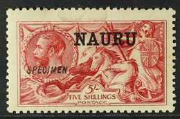 1916 - 23 5s Bright Carmine, DeLaRue Seahorse, Ovptd "Specimen", SG 22s, Mint. Some Toning And Staining, Scarce Stamp. F - Nauru