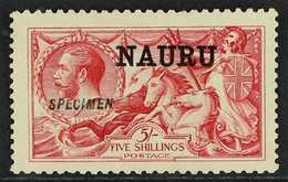 1916 - 23 5s Rose Carmine, Waterlow Seahorse, Ovptd "Specimen", SG 17s, Very Fine Mint No Gum. Ceremuga Cert. Rare Stamp - Nauru